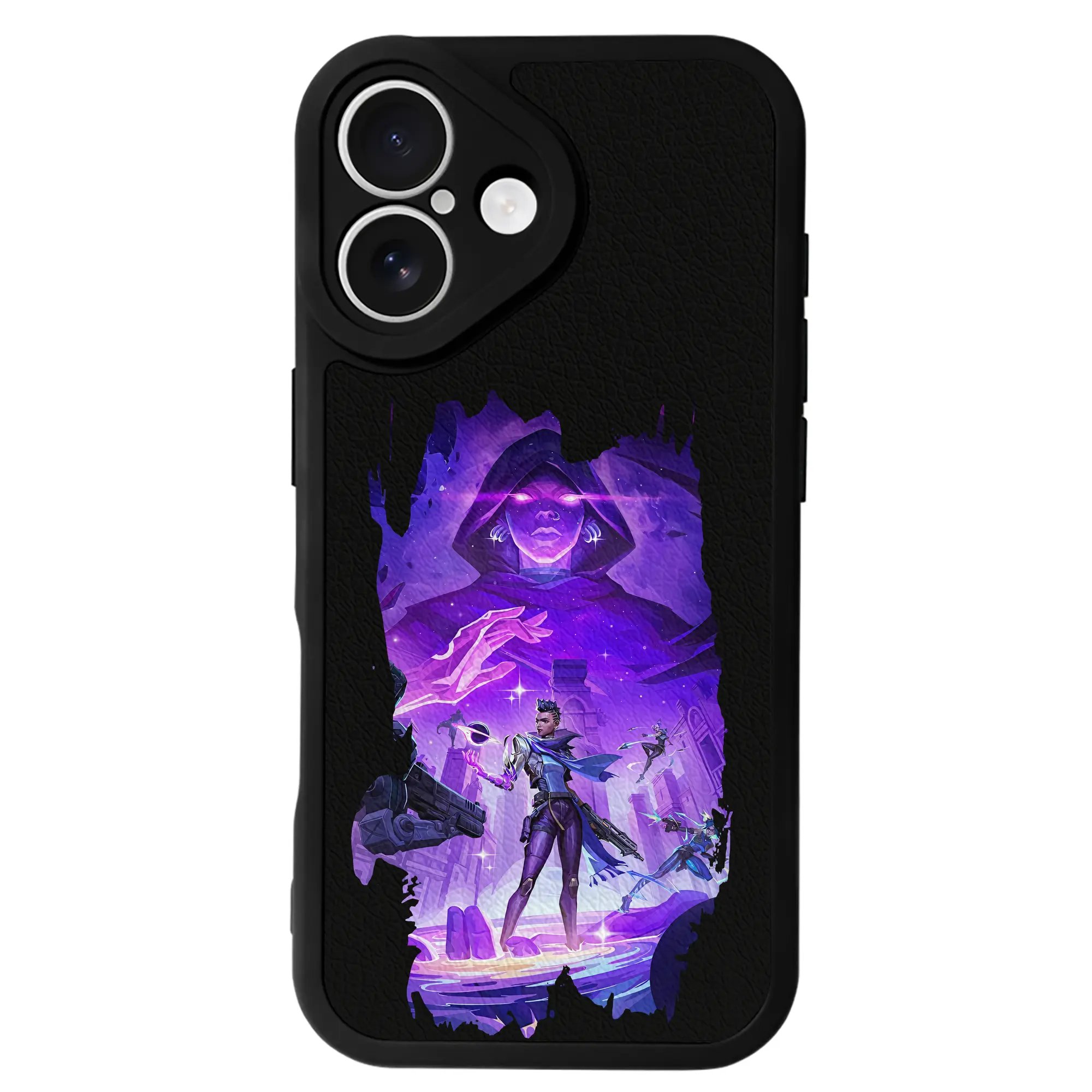 VALORANT グッズ,アストラ - IPhone 16シリーズ対応 ・ シリコンスマホケース ・ レザー調 ・ 高精度フィット ・ 耐衝撃 ・ ワイヤレス充電対応 ・ 精密カット